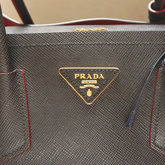 Prada Medium Double Saffiano Cuir Leather Tote Bag - Picture 2 of 13